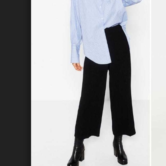 black high waisted cropped trousers